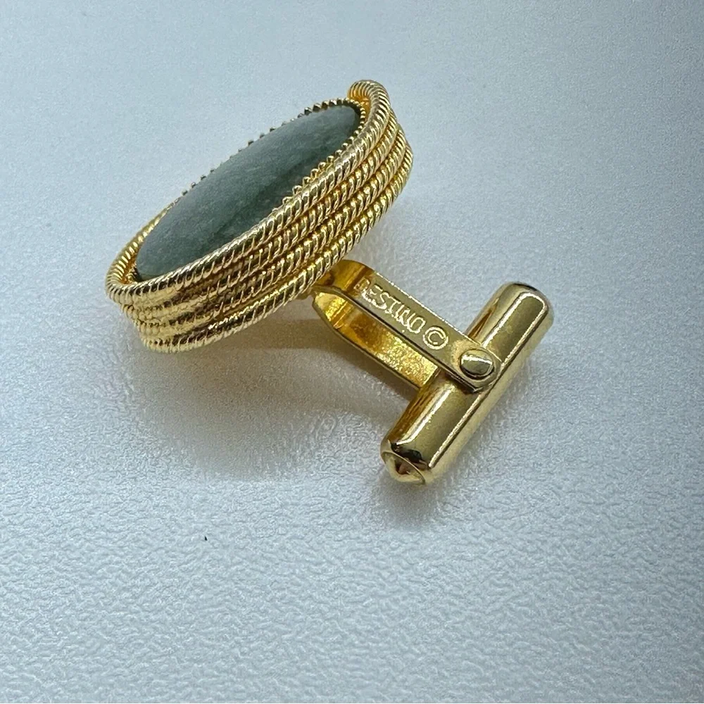Destino Vintage Green Jasper Cuff Links